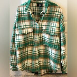 Vici Teal and Tan Plaid Shirt
